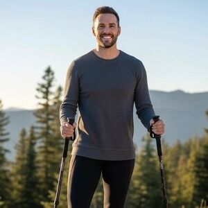 Gap Men's Gray Waffle‎ Knit Large Long Sleeve Crew Neck Thermal Shirt Outdoors